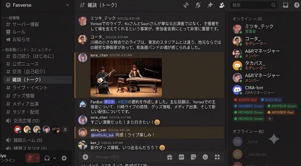 ファンクラブ（Discord）の画面イメージ